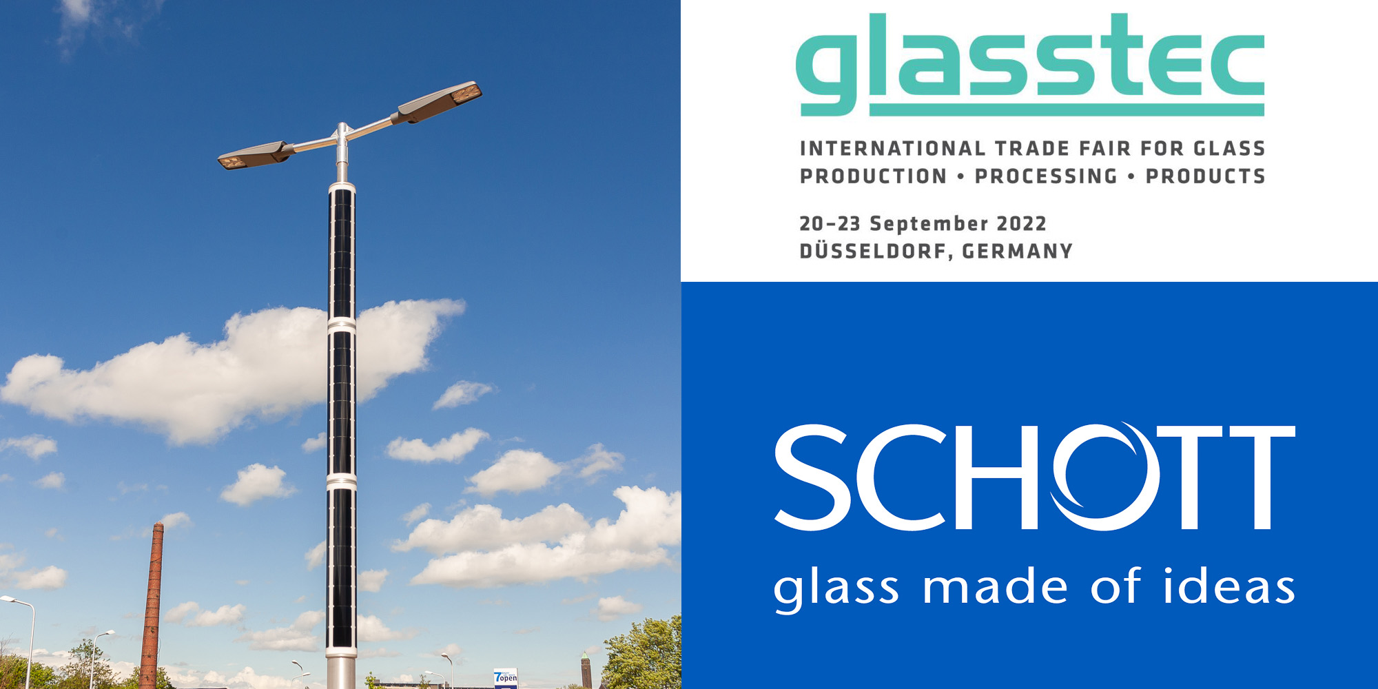 Meet the Soluxio solar pole at Schott’s booth at the GlassTec Trade Fair